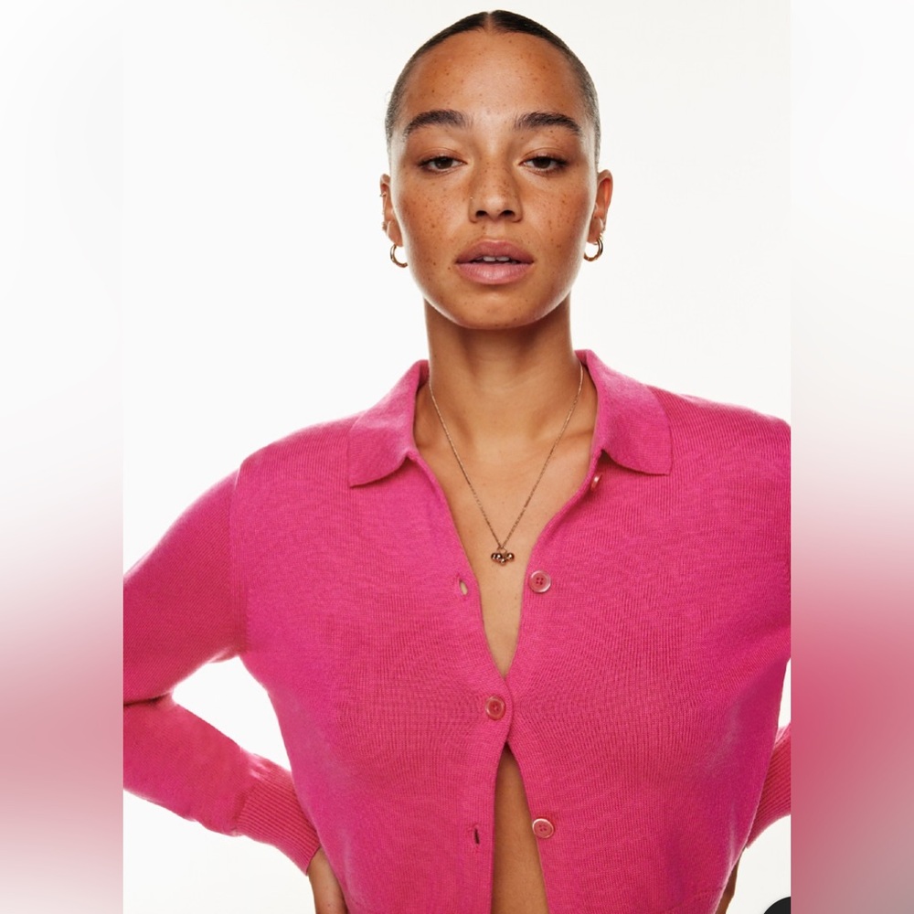 NWOT Pink Cropped Cardigan - Picture 2 of 4
